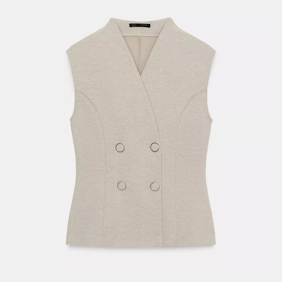Zara Twill Light Gray Textured Top - Picture 8 of 8